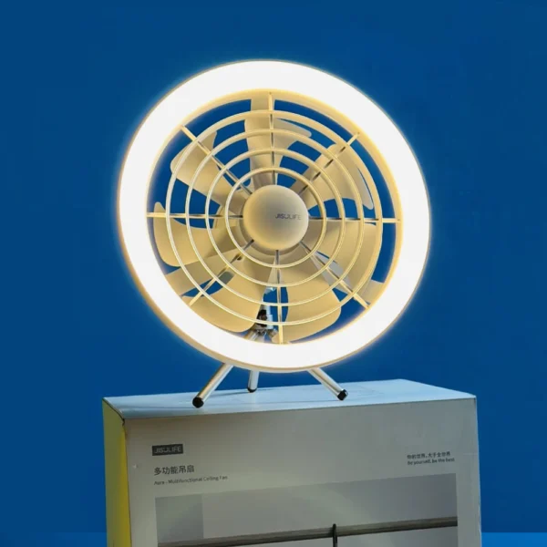 Rechargeable Fan JISULIFE FA17 with LED Light and Table Tripod – Your Ultimate Portable Cooling Solution.