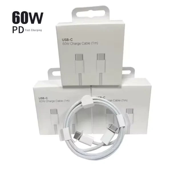 60W Charger Cable Type C to Type C Fast Charging Cable and Data Cable