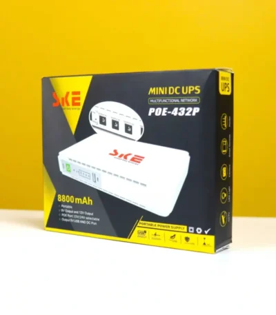 SKE 432P Mini UPS For Router, ONU, Camera – 25 Watt 5v 9v 12v & PoE Support 15/24v